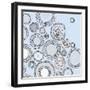 SandCircle3    pattern, blue, hand-drawn-Robbin Rawlings-Framed Art Print