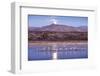 Sandhill Cranes and Full Moon, Bosque Del Apache, New Mexico-Paul Souders-Framed Photographic Print