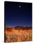 Sandia Mountains Desert Twilight Landscape Moon Rise, New Mexico-Kevin Lange-Stretched Canvas