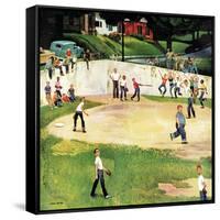 "Sandlot Homerun", July 6, 1957-John Falter-Framed Stretched Canvas