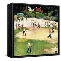 "Sandlot Homerun", July 6, 1957-John Falter-Framed Stretched Canvas