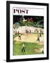 "Sandlot Homerun" Saturday Evening Post Cover, July 6, 1957-John Falter-Framed Giclee Print