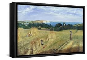 Sandown Bay, Isle of Wight to Culver Cliff with a Cornfield in the Foreground, c.1850-Richard Burchett-Framed Stretched Canvas