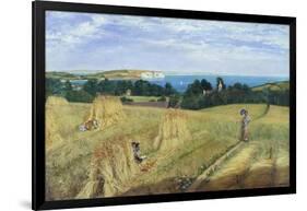 Sandown Bay, Isle of Wight to Culver Cliff with a Cornfield in the Foreground, c.1850-Richard Burchett-Framed Giclee Print