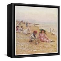 Sandown Beach Children-Helen Allingham-Framed Stretched Canvas