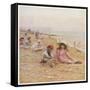 Sandown Beach Children-Helen Allingham-Framed Stretched Canvas