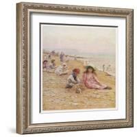 Sandown Beach Children-Helen Allingham-Framed Art Print