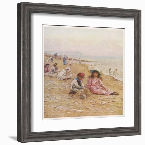 Sandown Beach Children-Helen Allingham-Framed Art Print