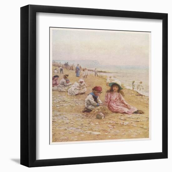 Sandown Beach Children-Helen Allingham-Framed Art Print