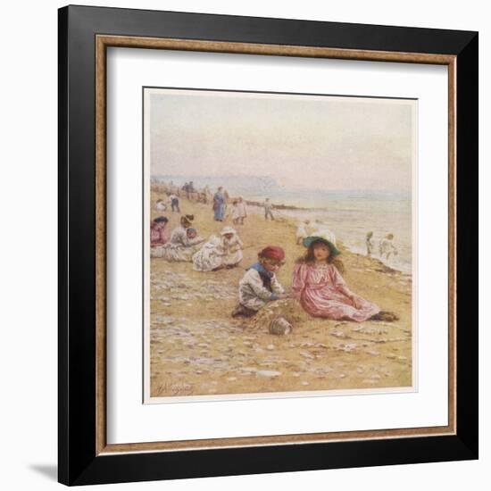 Sandown Beach Children-Helen Allingham-Framed Art Print