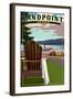 Sandpoint, Idaho - Adirondack Chairs and Lake-Lantern Press-Framed Art Print