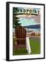 Sandpoint, Idaho - Adirondack Chairs and Lake-Lantern Press-Framed Art Print