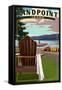 Sandpoint, Idaho - Adirondack Chairs and Lake-Lantern Press-Framed Stretched Canvas