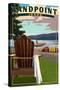 Sandpoint, Idaho - Adirondack Chairs and Lake-Lantern Press-Stretched Canvas