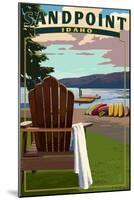Sandpoint, Idaho - Adirondack Chairs and Lake-Lantern Press-Mounted Art Print