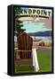 Sandpoint, Idaho - Adirondack Chairs and Lake-Lantern Press-Framed Stretched Canvas