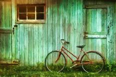 Digital Painting of Old Bicycle against Grungy Barn-Sandra Cunningham-Art Print