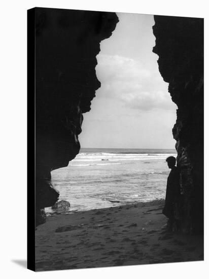 Sandsend Caves-null-Stretched Canvas