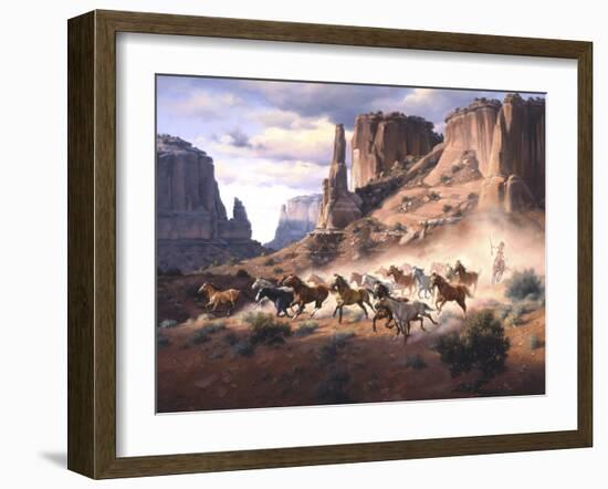 Sandstone and Stolen Horses-Jack Sorenson-Framed Art Print