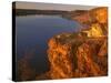 Sandstone Bluff at Sunset at Kanopolis Lake, Kansas, USA-Charles Gurche-Stretched Canvas