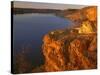 Sandstone Bluff at Sunset at Kanopolis Lake, Kansas, USA-Charles Gurche-Stretched Canvas