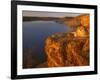 Sandstone Bluff at Sunset at Kanopolis Lake, Kansas, USA-Charles Gurche-Framed Photographic Print