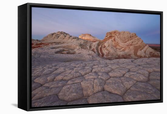 Sandstone Brain Rock and Red and White Swirls at Dawn-James Hager-Framed Stretched Canvas