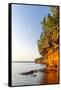 Sandstone Cliffs, Sea Caves, Devils Island, Apostle Islands Lakeshore, Wisconsin, USA-Chuck Haney-Framed Stretched Canvas