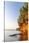 Sandstone Cliffs, Sea Caves, Devils Island, Apostle Islands Lakeshore, Wisconsin, USA-Chuck Haney-Stretched Canvas
