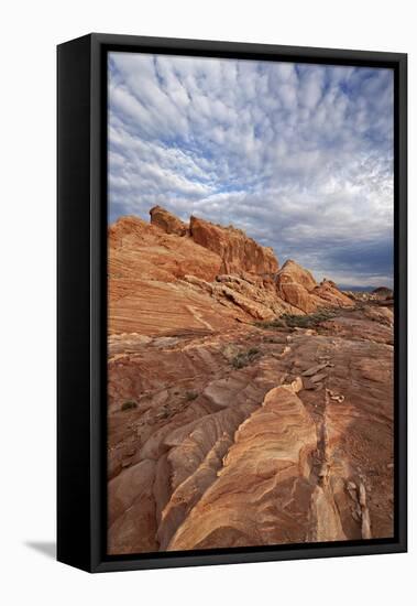 Sandstone Formation with Clouds, Valley of Fire State Park, Nevada, Usa-James Hager-Framed Stretched Canvas