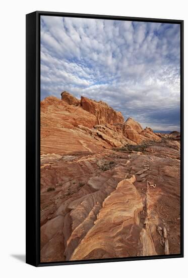 Sandstone Formation with Clouds, Valley of Fire State Park, Nevada, Usa-James Hager-Framed Stretched Canvas