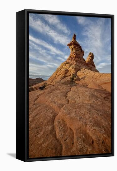 Sandstone Formations under Clouds-James Hager-Framed Stretched Canvas