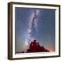 Sandstone hoodoos under Milky Way galaxy in sky at night, Ward Terrace, Navajo Reservation, Ariz...-Panoramic Images-Framed Photographic Print