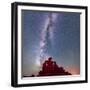Sandstone hoodoos under Milky Way galaxy in sky at night, Ward Terrace, Navajo Reservation, Ariz...-Panoramic Images-Framed Photographic Print