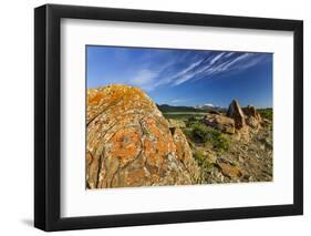 Sandstone on Prairie Reef, Rocky Mountains, Choteau, Montana, Usa-Chuck Haney-Framed Photographic Print