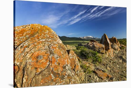 Sandstone on Prairie Reef, Rocky Mountains, Choteau, Montana, Usa-Chuck Haney-Stretched Canvas