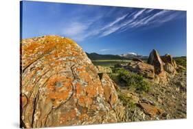 Sandstone on Prairie Reef, Rocky Mountains, Choteau, Montana, Usa-Chuck Haney-Stretched Canvas