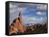 Sandstone Rock Formations in the Windows Region of Arches National Park, Near Moab, Utah-David Pickford-Framed Stretched Canvas