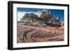 Sandstone Swirls and Cliffs, Vermillion Cliffs, White Pocket wilderness, Bureau of Land Management,-Howie Garber-Framed Photographic Print