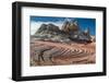 Sandstone Swirls and Cliffs, Vermillion Cliffs, White Pocket wilderness, Bureau of Land Management,-Howie Garber-Framed Photographic Print