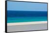 Sandy beach and bright blue ocean, Fuerteventura-Edwin Giesbers-Framed Stretched Canvas