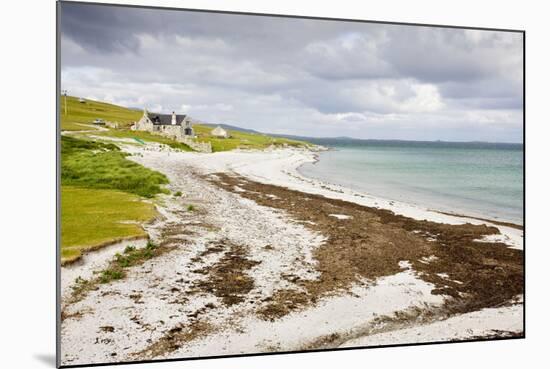 Sandy Beach and Croft on Berneray (Bearnaraigh)-null-Mounted Photographic Print