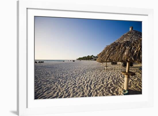 Sandy Beach and Palapas at Divi Beach Aruba-George Oze-Framed Photographic Print