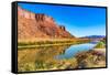 Sandy beach river access. Colorado River, Moab, Utah.-William Perry-Framed Stretched Canvas