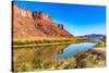 Sandy beach river access. Colorado River, Moab, Utah.-William Perry-Stretched Canvas