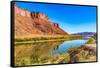 Sandy beach river access. Colorado River, Moab, Utah.-William Perry-Framed Stretched Canvas