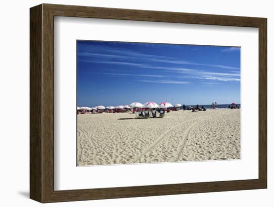 Sandy Beach with Umbreallas, Cape May, New Jersey-George Oze-Framed Photographic Print