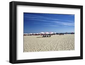 Sandy Beach with Umbreallas, Cape May, New Jersey-George Oze-Framed Photographic Print