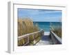 Sandy Boardwalk Path to a Snow White Beach on the Gulf of Mexico with Ripe Sea Oats in the Dunes-forestpath-Framed Photographic Print