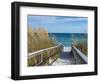 Sandy Boardwalk Path to a Snow White Beach on the Gulf of Mexico with Ripe Sea Oats in the Dunes-forestpath-Framed Photographic Print